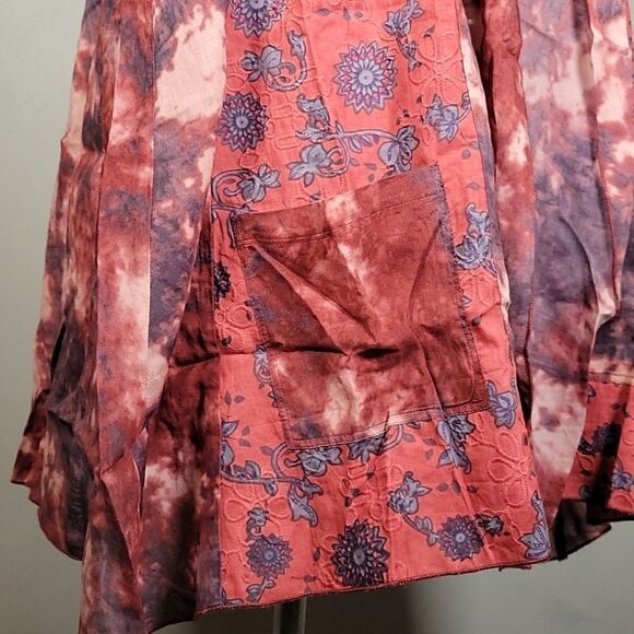 NWOT LOGO by Lori Goldstein Woven Tie-Dye Vest with Print Cotton Panels Sz M - Picture 8 of 12